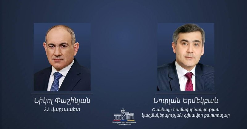 Премьер-министр Армении Никол Пашинян на фоне флага Армении, Ереван